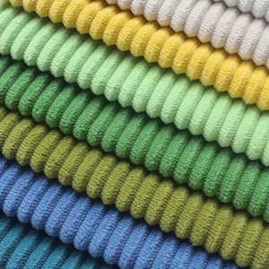 Rumah Deco 100% poliester tahan air bergaris kain pelapis beludru korduroi untuk Sofa sejuk bungkus rajutan polos dicelup - Product Image 2