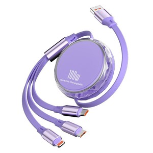 Retractable Charging Cable 100W 3 In 1 Type C <b>Micro</b> Usb Lightning For Mobile <b>Phone</b> With Stand - Product Image 1