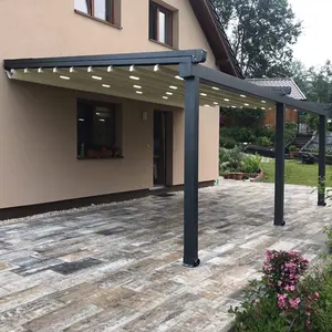 Motorized Full Cassette Waterproof Restaurant Awnings PVC Retractable Pergola