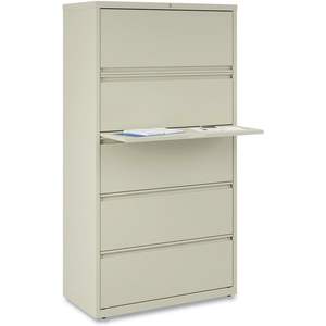 Meuble de classement latéral Alera à 5 tiroirs, couleur Putty, 36 po x 18,63 po x 67,63 po, tiroirs pour dossiers format légal/lettre/A4/A5 - Product Image 5