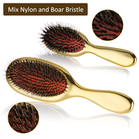 2 brosses à cheveux en poils de sanglier avec picots en nylon, poils de sanglier naturels, extensions de cheveux et brosse à cheveux pour cheveux fins