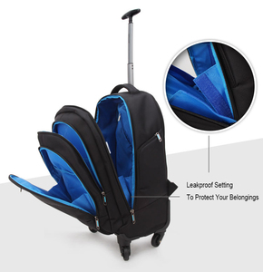 <span class=keywords><strong>Mochila</strong></span> <span class=keywords><strong>de</strong></span> viaje <span class=keywords><strong>de</strong></span> negocios con ruedas <span class=keywords><strong>de</strong></span> lona negras <span class=keywords><strong>Mochila</strong></span> para portátil Bolsa rodante <span class=keywords><strong>de</strong></span> 17 pulgadas con 4 ruedas - Product Image 3