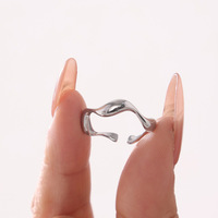 Anillo Curvo Liso de Diseño Minimalista Europeo y Americano, Anillo Personalizado para Mujer, Anillo de Moda, Joyería