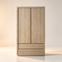 Armoire de chambre moderne et luxueuse en bois avec 1 étagère supérieure amovible, 2 tiroirs à fermeture douce, grande capacité de rangement pour vêtements, idéale pour hôtels