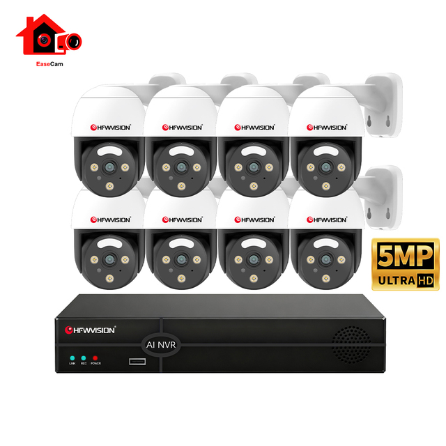 Original HFWVISION ODM 8ch 8 POE PTZ Camera 5MP 8 Channels NVR HD Built-in Mic CCTV Dome IP Security Camera System
