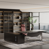 bureau de direction exécutif moderne élégant en forme de L avec rangement
