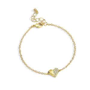 Nueva llegada diseño minimalista chapado en oro corazón circón encanto pulsera enlace pequeño pulseras de moda en Stock - Product Image 1