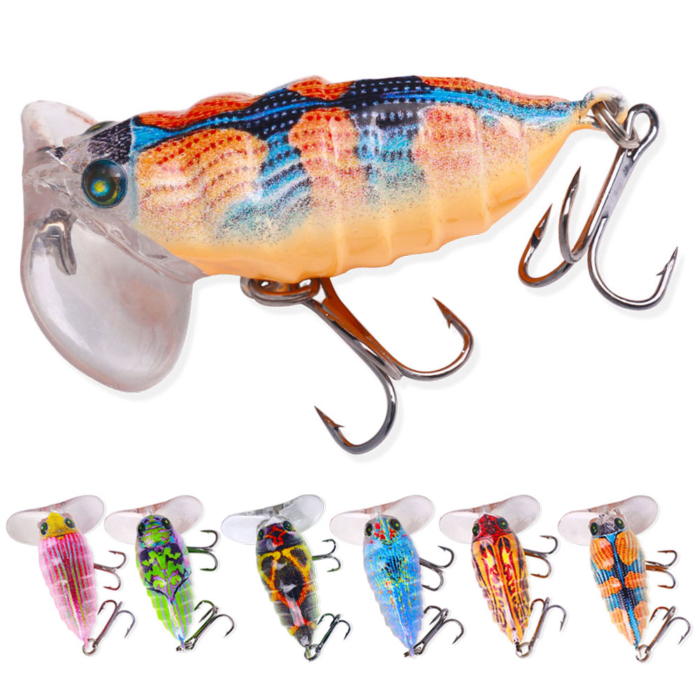 cicada ice fishing lures Bait, 1Pcs Fishing 4cm Length 6.4g Vivid Micro Fishing Lures with 2 Hooks Cicadas Lure 3D Holographic Eyes with Strong Wire Construction and Bright Colors for Beach The Reef Runner Cicada is perfect for casting and jigging Reef Runner Cicada Blade Bait
