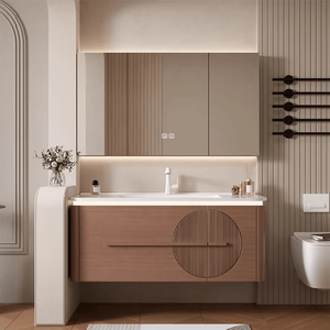 High-end luxury oak paint smart bathroom cabinet <b>mirror</b> cabinet combination bathroom washbasin washbasin cabinet - Product Image 1