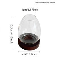 Porte-bougie en verre ovale unique et exclusif avec base en bois, porte-bougie décoratif de luxe parfumé pour décorations de bureau
