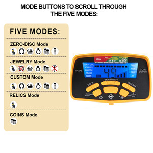 גלאי מתכת זהב עם 5 מצבי זיהוי עם 11 "סליל חיפוש עמיד למים מקצועי גלאי מתכת תת קרקעי md6450 - Product Image 3