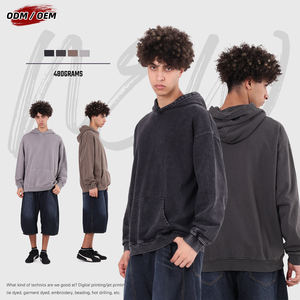 Sudadera con Capucha de Algodón Batik de 480 g/m², Estilo Vintage, Lavado Personalizado, Sudadera Holgada para Hombre, Ropa Urbana para Invierno - Product Image 1