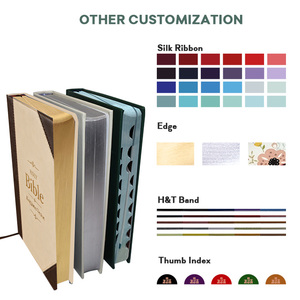 Biblias Impresas Personalizadas Multilingües con Bordes Pintados, Diseño de <span class=keywords><strong>Arco</strong></span>íris, Cubierta de Cuero PU, <span class=keywords><strong>Biblia</strong></span> con Impresión por Transferencia - Product Image 4