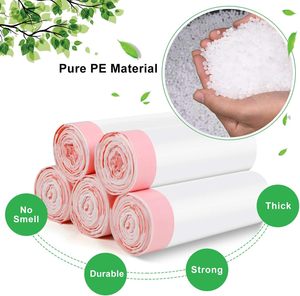 Bolsas de basura blancas con cordón, forros de plástico resistentes sin perfume con diseño antidesgarro, ideales para el hogar y la oficina - Product Image 1