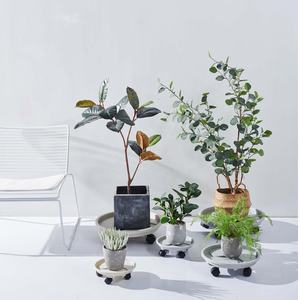 Accessoires de jardin Plateaux porte-pots de fleurs <span class=keywords><strong>à</strong></span> <span class=keywords><strong>roulettes</strong></span> en plastique blanc durable - Product Image 3