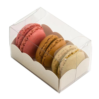 Boîtes d'emballage pour macarons avec fenêtre transparente, personnalisables, pliables, en plastique transparent, vente en gros, boîte d'exposition pour macarons exquise