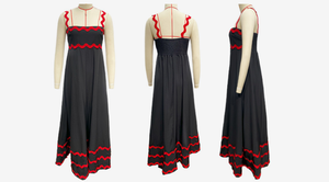 Vestido largo <span class=keywords><strong>de</strong></span> verano sexy para <span class=keywords><strong>mujer</strong></span> con tirantes, encaje y patchwork, con escote pronunciado y cintura natural, para comercio exterior. - Product Image 4