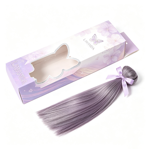 Boîtes en papier personnalisées de luxe avec impression de logo pour accessoires de perruque, emballage d'extensions de cheveux avec fenêtre transparente - Product Image 1