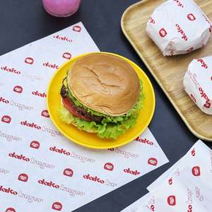 Papier d'emballage pour sandwich en PE imperméable, imprimé avec un logo personnalisé, résistant à la graisse, recyclable, pour l'emballage de hamburgers, de pizzas et d'aliments - Product Image 5