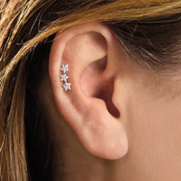 Bijoux de piercing en titane G23 ASTM F136, motifs fleur, étoile, nœud, cœur, avec embouts sans filetage, pour labret, hélix, tragus, bijoux de mode raffinés