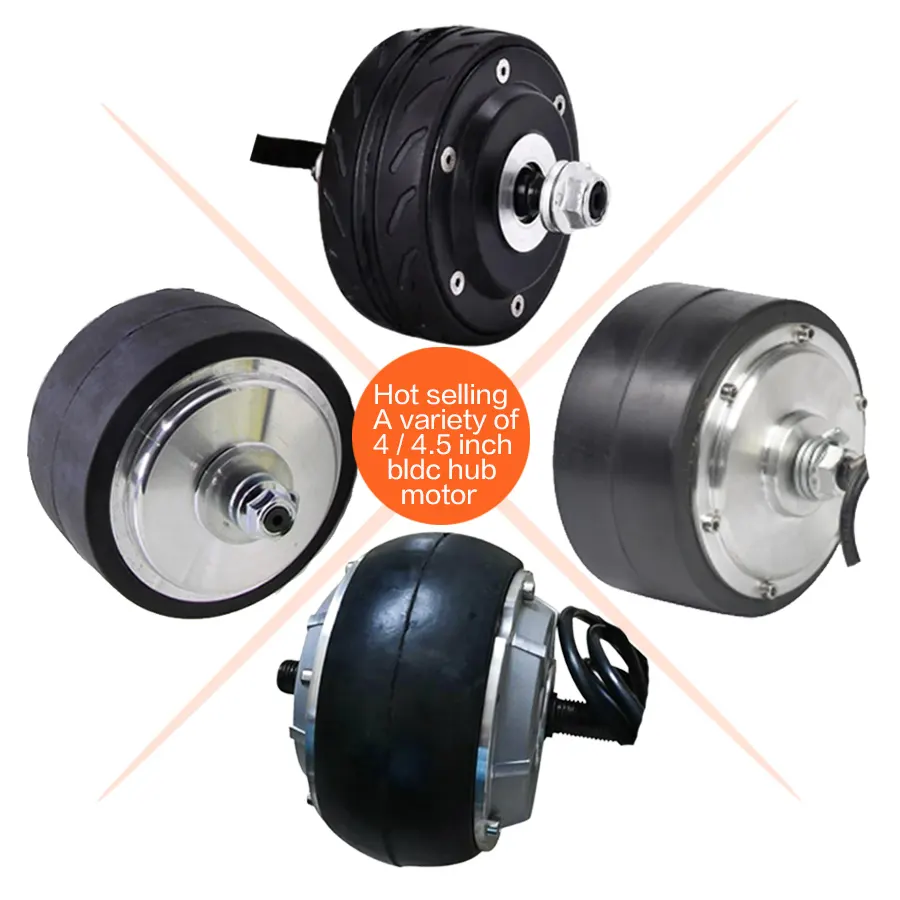 24v 36v 50w-500W 4.5 4 inci bldc hub motor brushless dc roda dengan encoder emb untuk listrik servo robot trolley Wagon golf cart