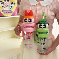 Gobelet à paille portable haut de gamme pour femmes Powerpuff Girls, avec infuseur à thé, grande tasse à glace, design mignon, multi-usages
