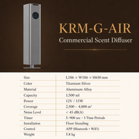 Diffuseur de parfum biphasique sur pied en aluminium, 1500 ml, 2500-4000 m³, double commande, télécommande WiFi, 15W, CE FCC, pour maison et hôtel