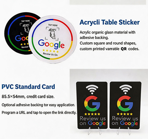 Tarjeta NFC 215 programable con código <span class=keywords><strong>QR</strong></span> para reseñas de Google, soporte de mesa NFC para exhibición de reseñas de Google, tarjeta flexible con soporte de marca. - Product Image 2