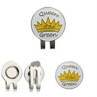Marqueur de balle de golf motif couronne avec clip magnétique pour chapeau, outil de réparation de divots en métal amusant, accessoire de golf, cadeau