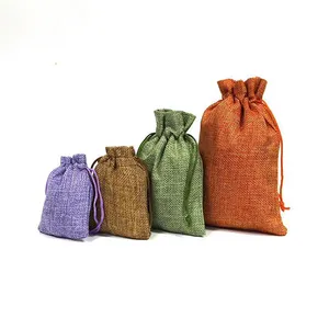 2024 customize cotton drawstring bags small linen draw string pouch for gift small jewelry presents