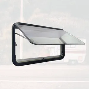 Fenêtre extérieure d'angle arrondi pour caravane Double verre acrylique avec pare-soleil et moustiquaire Fenêtre intérieure