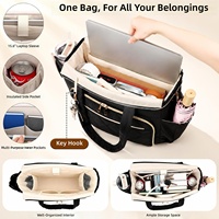 Tas Tote Wanita Elegan dari China, Desain Quilted Anti Air, Kantong Laptop 15.6 inci, Tempat Alkitab, dan Tempat Cangkir - Ukuran Besar