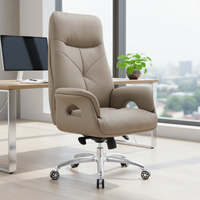 Chaise de bureau exécutive moderne ergonomique en cuir véritable, réglable en hauteur, avec base pivotante pour le bureau à domicile