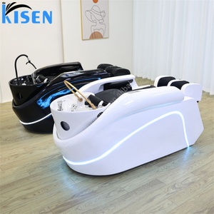 KISEN 2025 Nouveau Modèle Équipement de Salon de Beauté Très Vendu Lit de Lavage de Cheveux Inclinable avec Bassin en Céramique et Massage Électrique - Product Image 3