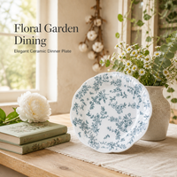 Assiette creuse en céramique de 8 pouces, motif floral champêtre français, bord festonné, bol à soupe en porcelaine, vaisselle pour la maison et la restauration, vente en gros