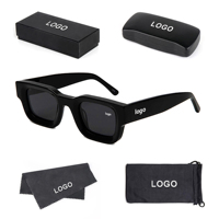 Lunettes de soleil sportives en acétate personnalisées de haute qualité, tendance, originales, polarisées, vintage, carrées, noires, UV400 pour hommes
