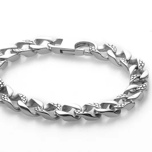 Hot Selling Stainless Steel Stock Bracelet Flat Cuban Link Chain With Lobster Clasp For Men