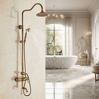 Ensemble de robinet de douche en laiton antique de luxe mélangeur de douche exposé de style européen