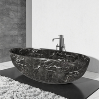 Baignoire Nero Marquina savonnée en marbre design moderne d'usine HZX Bain à remous Massage Trempage Salle de bain Douche pour hôtels Comprend