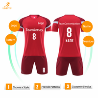 Kaus sepak bola musim panas kustom pria Transfer panas sejuk cepat kering poliester 100% posisi pendek Logo nama tim musim panas dapat disesuaikan
