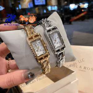 Relojes de Lujo para Mujer Marca H con Diamantes, Diseño Cuadrado Personalizado, Movimiento de Cuarzo Ronda, Caja de Acero Inoxidable 316L, Puntero Moderno - Product Image 5