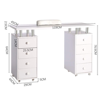 Comptoir blanc de table d'ongle de conception moderne professionnelle avec le collecteur de poussière pour le centre commercial de salon ou le bar d'ongle