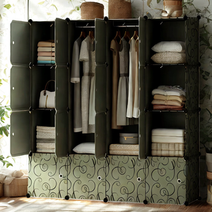 Đa chức năng DIY có thể gập lại nhựa <span class=keywords><strong>Modular</strong></span> <span class=keywords><strong>Cube</strong></span> lưu trữ Closet hệ thống & Tổ chức cho quần áo tổ chức - Product Image 1