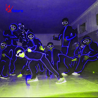 2022 America's Got Talent Costume Électrique Bâton Homme Bâton Lumineux Polyester Est Un Costume De Danse Amusant, Émettant De La Lumière Noir 1 Pièce