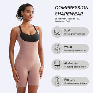 도매 원활한 높은 압축 통기성 플러스 사이즈 여성 배 제어 엉덩이 기중 장치 쉐이프웨어 바디 수트 - Product Image 2