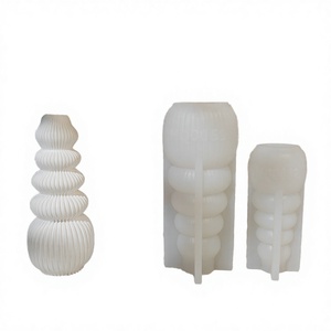 Twller 3D Stereo Gestreifte Gestapelte Vasenform Gipsform Blasen-Blumentopf Silikonform für Gips Beton Harz Kunsthandwerk - Product Image 2