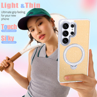 Étui magnétique fin et brillant de luxe 360 °   Coque antichoc intégrale avec support rotatif pour Samsung Galaxy S26 FE Ultra