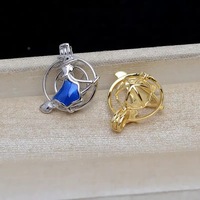 Collier pendentif croix en argent 925 plaqué or avec cage à perle porte-bonheur pour parfum et bille creuse, vente en gros pour Halloween