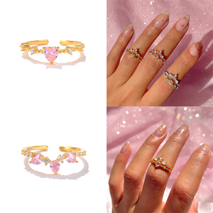 ROXI S925 Sterling Silver 18K Gold-plated pink Zircon Wedding Opening <b>Adjustable</b> <b>Ring</b> Gift - Product Image 6