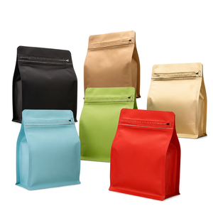 Custom Printed Matte Color Flat Bottom Zipper Coffee Bags 12 oz 250g 500g Eight Side Seal Security for Chewing Gum &amp; Pet Food - Product Image 1